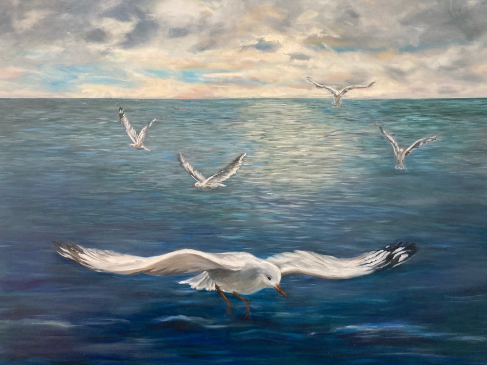 Silver Gulls $2900 by Claire Spring